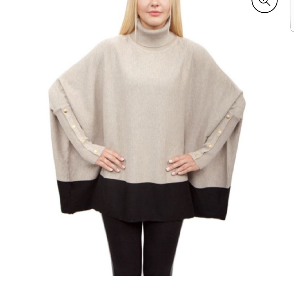 NWT- Joseph A. Black Turtleneck Poncho Sweater.